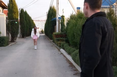 Asian student Emily C meets up with an older Caucasian boy for sex