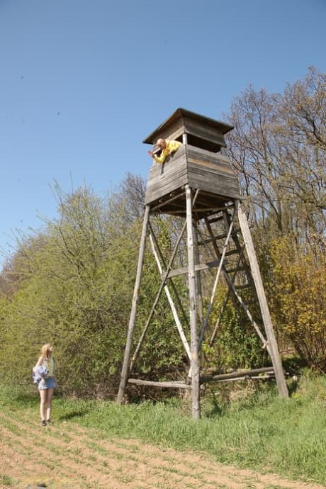 Forest Ranger spies a teen hottie on path and sinks his dick in her tight twat