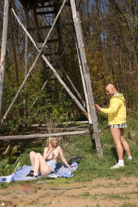 Forest Ranger spies a teen hottie on path and sinks his dick in her tight twat