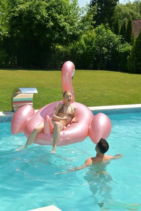 Sexy Russian schoolgirl Alecia Fox enjoys an intense fuck at the pool