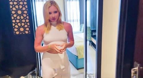 Curvy blonde Sweetie Fox shows her yummy pussy while having anal sex