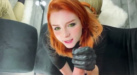 Redheaded teen Sweetie Fox gets on her knees for a hot doggystyle fuck