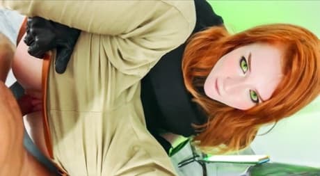Redheaded teen Sweetie Fox gets on her knees for a hot doggystyle fuck
