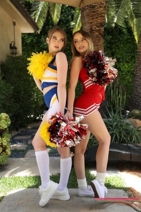 Sexy cheerleaders Maria Kazi & Melody Marks engage in some hot lesbian sex